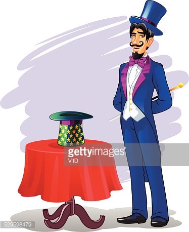 Man Dressed As A Magician With Wand And Hat Stock Clipart | Royalty ...