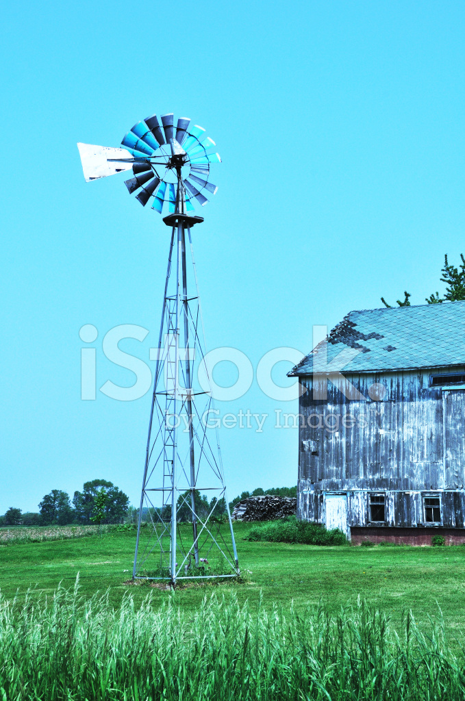 Windmill And Old Barn Stock Photo | Royalty-Free | FreeImages